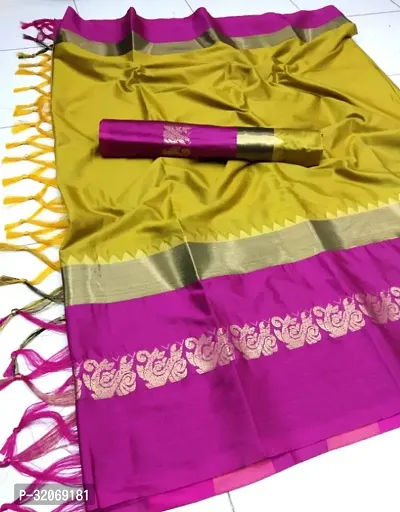 Stylish Tussar Silk Jacquard Women Saree with Blouse piece-thumb0