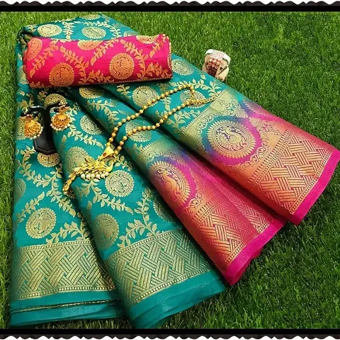 Beautiful Nylon Silk Saree with Blouse piece