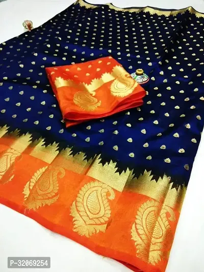 Stylish Tussar Silk Jacquard Women Saree with Blouse piece-thumb0