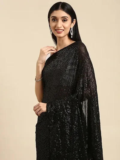 Cocktail Sequins Saree With Heavy Blouse – Couture By Manju