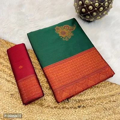 Kanjeevaram Woven Design Silk Blend Saree with Blouse Piece