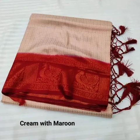 Kanjeevaram Woven Design Silk Blend Saree with Blouse Piece