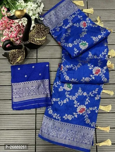 Kanjeevaram Woven Design Silk Blend Saree with Blouse Piece