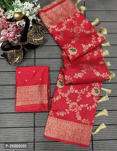 Kanjeevaram Woven Design Silk Blend Saree with Blouse Piece