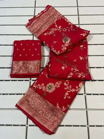 Kanjeevaram Banarasi Woven Design Silk Blend Saree with Blouse Piece