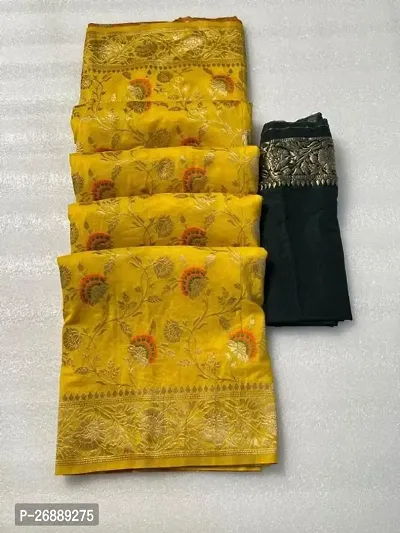 Kanjeevaram Woven Design Silk Blend Saree with Blouse Piece