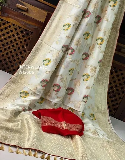 Kanjeevaram Woven Design Silk Blend Saree with Blouse Piece