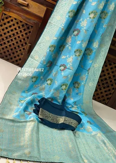 Kanjeevaram Banarasi Woven Design Silk Blend Saree with Blouse Piece