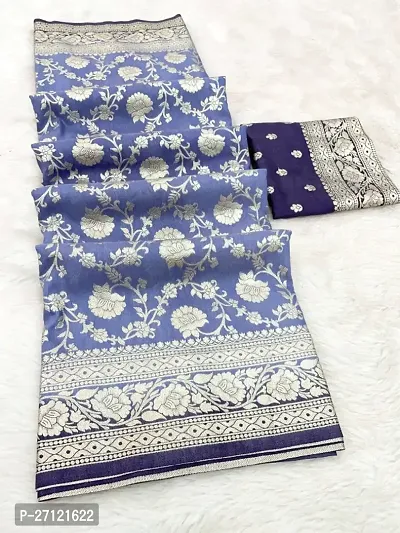 Partywear Banarasi Dola Silk Zari Work Saree with Blouse Piece