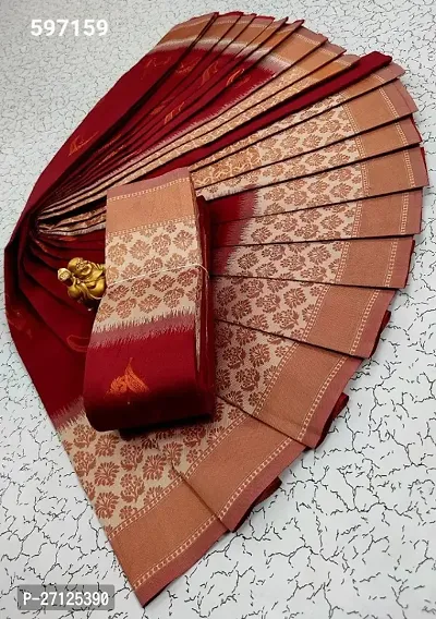 KANJEEVARAM WOVEN DESIGN SILK BLEND SAREE WITH BLOUSE PIECE-thumb0