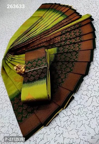 KANJEEVARAM WOVEN DESIGN SILK BLEND SAREE WITH BLOUSE PIECE