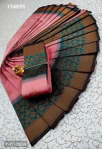 KANJEEVARAM WOVEN DESIGN SILK BLEND SAREE WITH BLOUSE PIECE