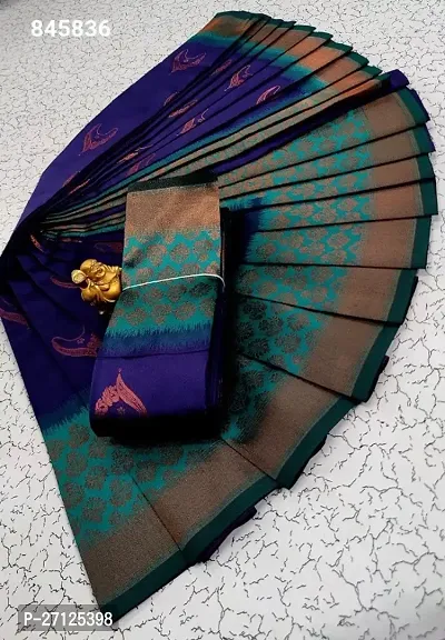 KANJEEVARAM WOVEN DESIGN SILK BLEND SAREE WITH BLOUSE PIECE