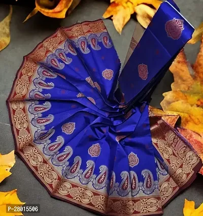 Kanjeevaram Silk Blend Woven Design Saree with Blouse Piece