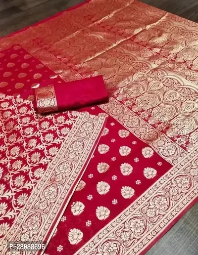 Banarasi Zari Woven Silk Saree Work With Blouse Piece-thumb0