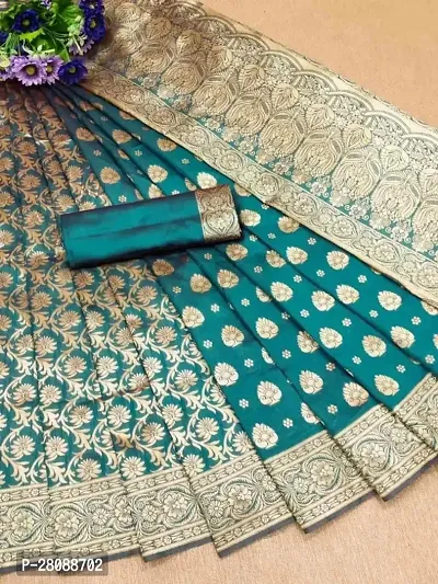 Banarasi Zari Woven Silk Saree Work With Blouse Piece-thumb0