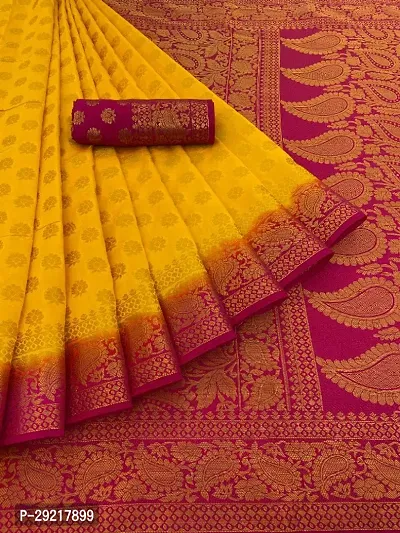 Banarasi Silk Blend Jacquard Saree with Blouse Piece-thumb0