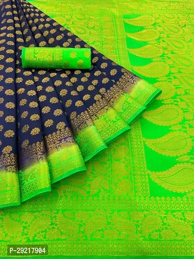 Banarasi Silk Blend Jacquard Saree with Blouse Piece