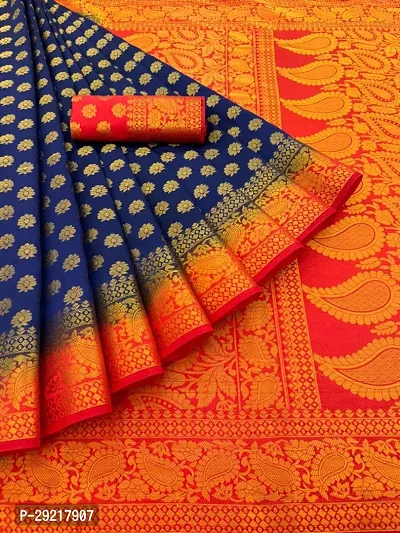 Banarasi Silk Blend Jacquard Saree with Blouse Piece