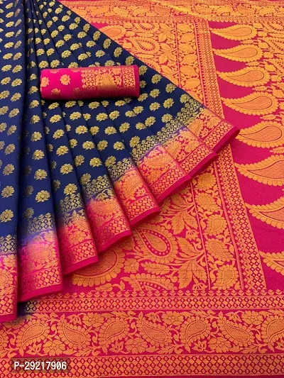 Banarasi Silk Blend Jacquard Saree with Blouse Piece