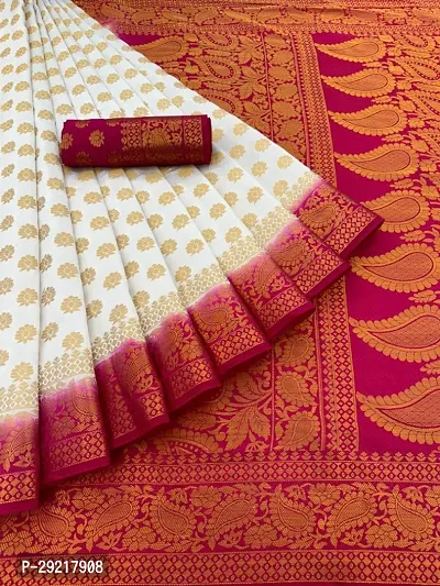 Banarasi Silk Blend Jacquard Saree with Blouse Piece