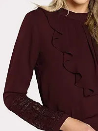 Alfa Fashion Women'S Maroon Tops(Alfa_Lacesleeve_Maroonl_Maroon_Large)-thumb4