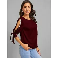 Alfa Fashion Tie Pearl Fashionable Top Latest Stylish Women Western top (Maroon, Small)-thumb1