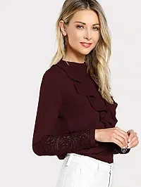 Alfa Fashion Women'S Maroon Tops(Alfa_Lacesleeve_Maroonl_Maroon_Large)-thumb1