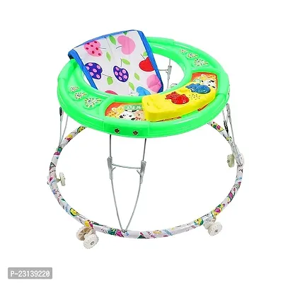 Musical Foldable Activity Walker for Baby Boys and Baby Girls   Round Base   Upto 6 to 18 Month Kids (F2-Green)