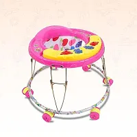 Musical Foldable Activity Walker for Baby Boys and Baby Girls   Round Base   Upto 6 to 18 Month Kids (F18-PINK)-thumb1