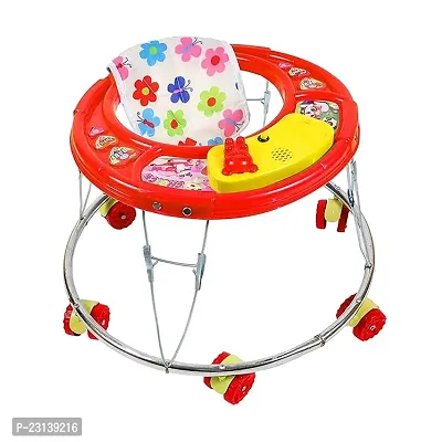 Musical Foldable Activity Walker for Baby Boys and Baby Girls   Round Base   Upto 6 to 18 Month Kids RED Color-thumb0