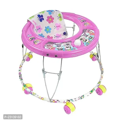 Foldable Activity Walker for Baby Girls and Baby Boys   Round Base  Upto 6 to 18 Month Kids Pink Color-thumb0