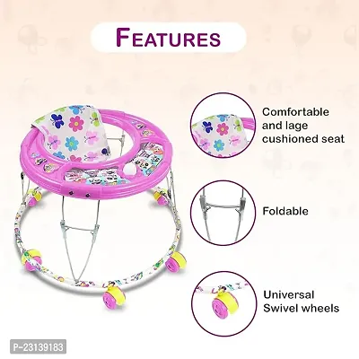 Foldable Activity Walker for Baby Girls and Baby Boys   Round Base  Upto 6 to 18 Month Kids Pink Color-thumb3