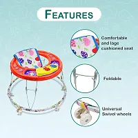 Musical Foldable Activity Walker Kids   Round Base   Upto 6 to 18 Month Kids RED Color-thumb2