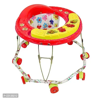 Musical   Foldable Activity Walker for Baby Boys and Baby Girls   Round Base   Upto 6 to 18 Month Kids red Color