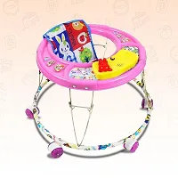 Foldable Activity Walker for Baby Boys   Baby Girls   Musical   Round Base   Upto 6 to 18 Month Kids Pink Color-thumb1