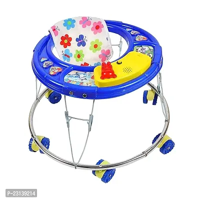 Musical Foldable Activity Walker for Baby Boys and Baby Girls   Round Base   Upto 6 to 18 Month Kids (F10-BLUE)
