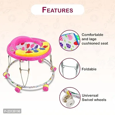 Musical Foldable Activity Walker for Baby Boys and Baby Girls   Round Base   Upto 6 to 18 Month Kids (F18-PINK)-thumb3