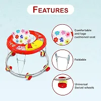 Musical Foldable Activity Walker for Baby Boys and Baby Girls   Round Base   Upto 6 to 18 Month Kids RED Color-thumb2