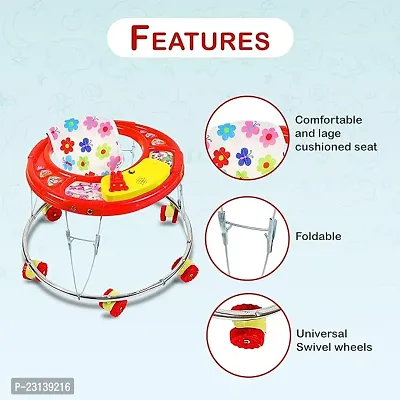 Musical Foldable Activity Walker for Baby Boys and Baby Girls   Round Base   Upto 6 to 18 Month Kids RED Color-thumb3
