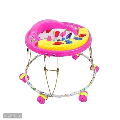 Musical Foldable Activity Walker for Baby Boys and Baby Girls   Round Base   Upto 6 to 18 Month Kids (F18-PINK)