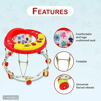 Musical   Foldable Activity Walker for Baby Boys and Baby Girls   Round Base   Upto 6 to 18 Month Kids red Color-thumb3