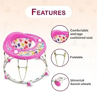 Foldable Activity Walker for Baby Boys and Baby Girls   Round Base  Upto 6 to 18 Month Kids Pink Color-thumb2