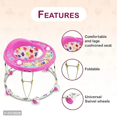 Foldable Activity Walker for Baby Boys and Baby Girls   Round Base  Upto 6 to 18 Month Kids Pink Color-thumb3