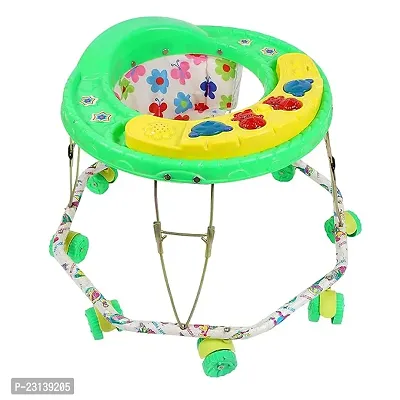 Musical Foldable Activity Walker for Baby Boys and Baby Girls   Round Base   Upto 6 to 18 Month Kids (F38-GREEN)