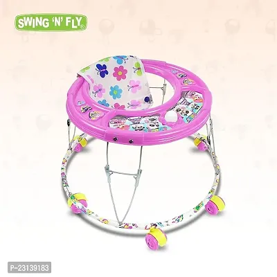 Foldable Activity Walker for Baby Girls and Baby Boys   Round Base  Upto 6 to 18 Month Kids Pink Color-thumb2