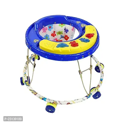 Musical Foldable Activity Walker for Baby Boys   Girls   Round Base   Upto 6 to 18 Month Kids Blue Color
