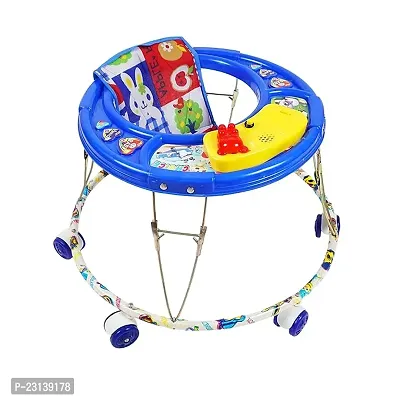 Musical Foldable Activity Walker for Baby Boys and Baby Girls   Round Base   Upto 6 to 18 Month Kids (F4-Blue)