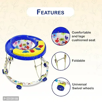 Musical Foldable Activity Walker for Baby Boys   Girls   Round Base   Upto 6 to 18 Month Kids Blue Color-thumb3