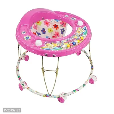 Foldable Activity Walker for Baby Boys and Baby Girls   Round Base  Upto 6 to 18 Month Kids Pink Color